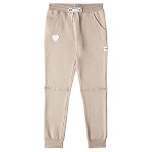 J1MO71 Heart Sweatpants In Taupe Pale Pink Size Small